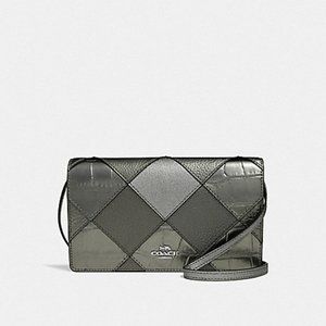 COACH - HAYDEN FOLDOVER CROSSBODY CLUTCH WITH PATCHWORK  GUNMETAL MULTI/SI